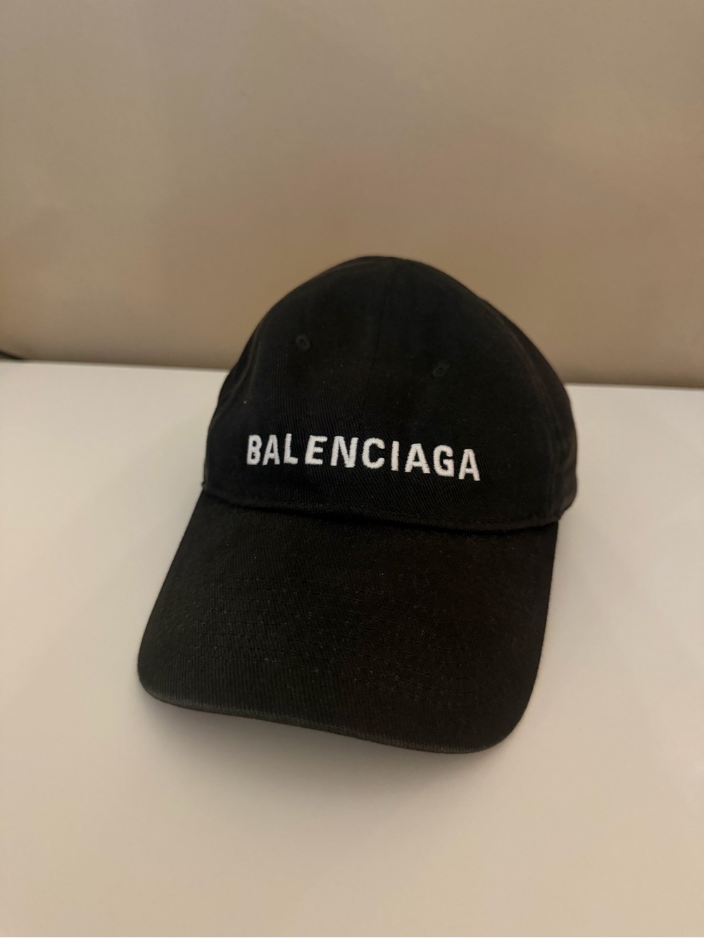 Balenciaga Black Cotton Logo Baseball Cap